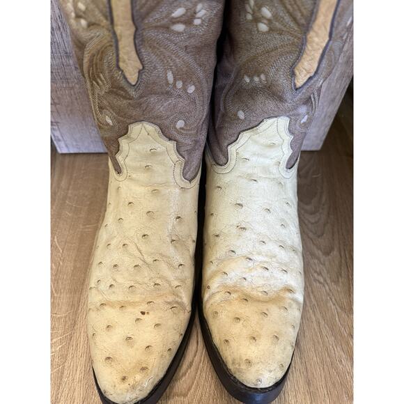 El Padrino Western Full Quill Ostrich Cowboy Boots Size 13 US Light Brown Upper main image 13